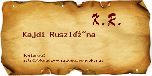 Kajdi Ruszlána névjegykártya